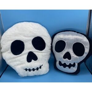 Gramercy Studio Sherpa Skull Pillow & Target Bullseye Black Silver Gothic Set